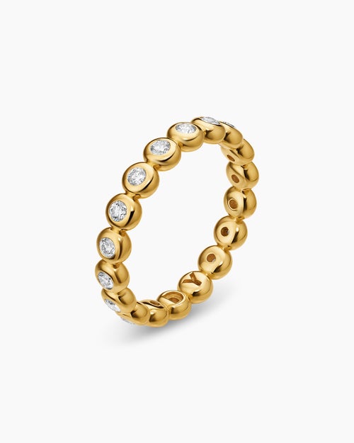 Womens Bezel Set Band Ring in 18K Yellow Gold with Diamonds, 3.7mm
