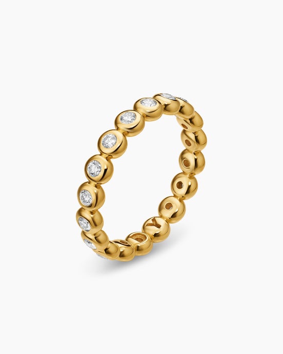 Bezel Set Band Ring in 18K Yellow Gold with Diamonds, 3.7mm