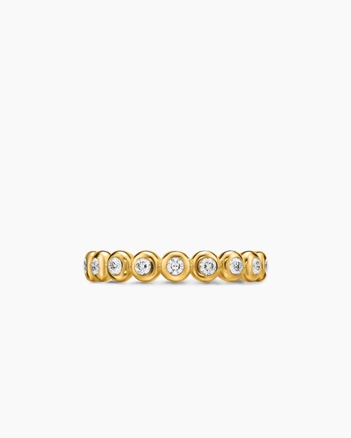Womens Bezel Set Band Ring in 18K Yellow Gold with Diamonds, 3.7mm