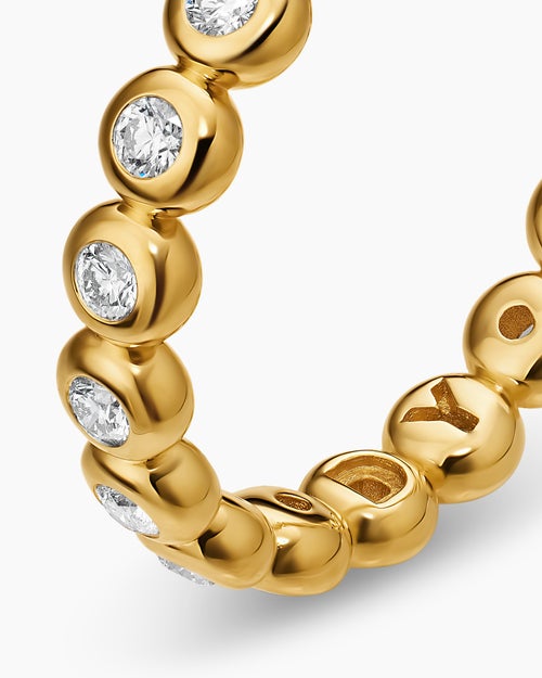 Womens Bezel Set Band Ring in 18K Yellow Gold with Diamonds, 3.7mm