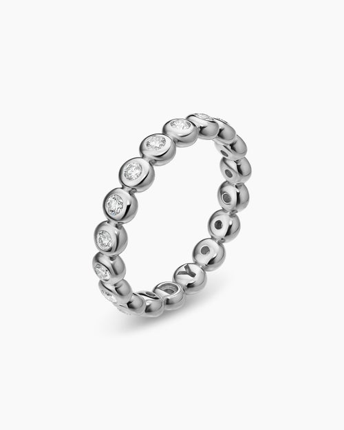 Womens Bezel Set Band Ring in Sterling Silver with Diamonds, 3.7mm