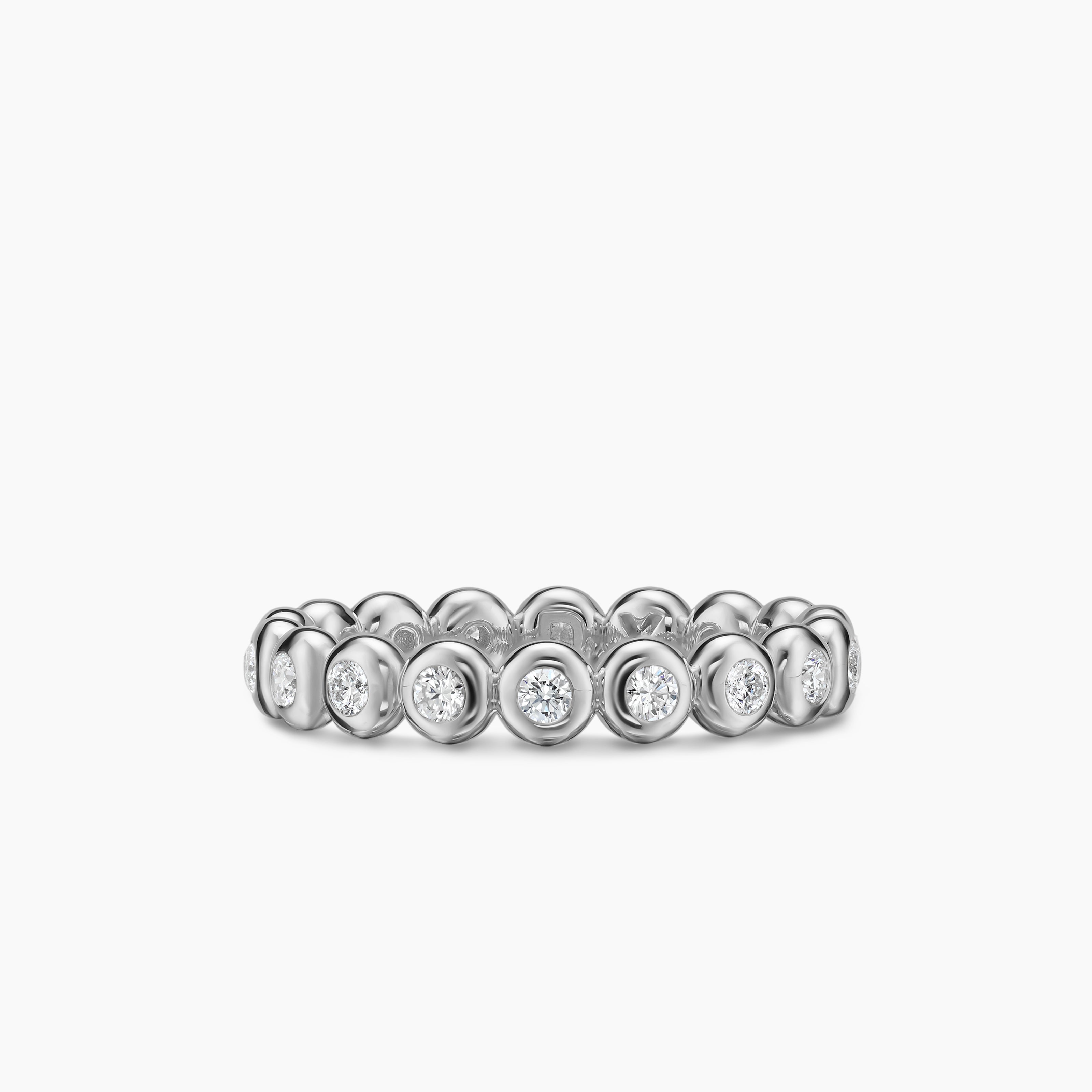 Womens Bezel Set Band Ring in Sterling Silver with Diamonds, 3.7mm
