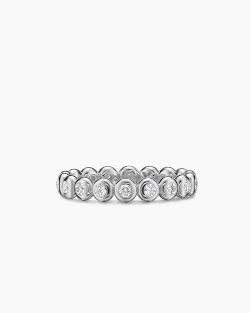 Womens Bezel Set Band Ring in Sterling Silver with Diamonds, 3.7mm