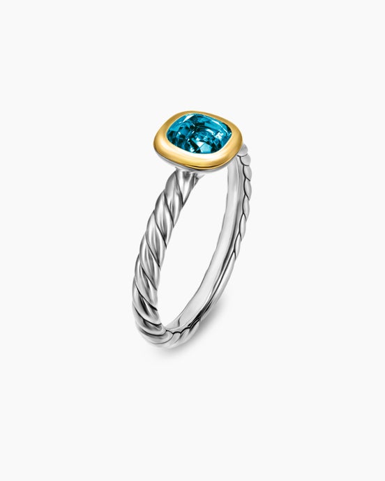 DY Mercer® Color Cable Ring in Sterling Silver with 14K Yellow Gold and Hampton Blue Topaz, 5.5mm