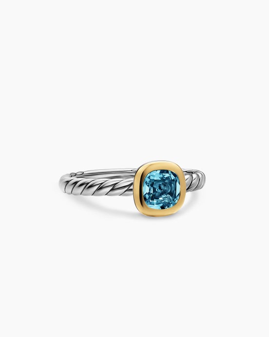 DY Mercer® Color Cable Ring in Sterling Silver with 14K Yellow Gold and Hampton Blue Topaz, 5.5mm