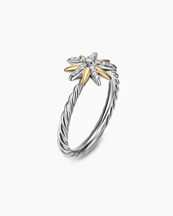 Starburst Ring in Sterling Silver with 18K Yellow Gold and Diamonds, 10.6mm