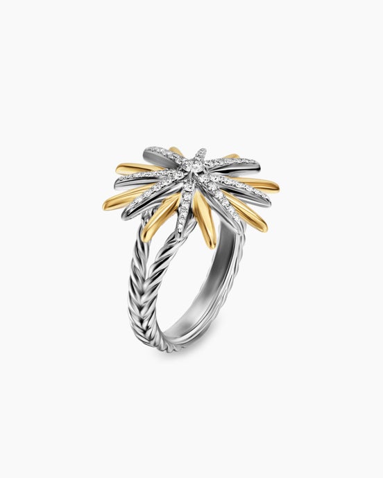 Starburst Ring in Sterling Silver with 18K Yellow Gold and Diamonds, 20.7mm