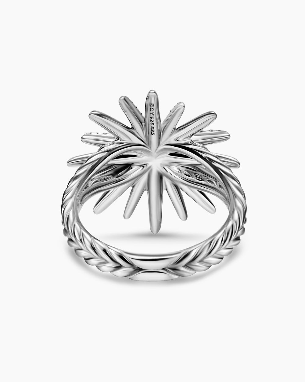 Womens Starburst Ring in Sterling Silver with 18K Yellow Gold with Diamonds, 20.7mm