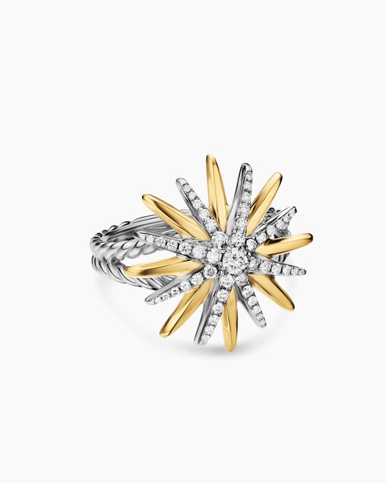 Starburst Ring in Sterling Silver with 18K Yellow Gold and Diamonds, 20.7mm