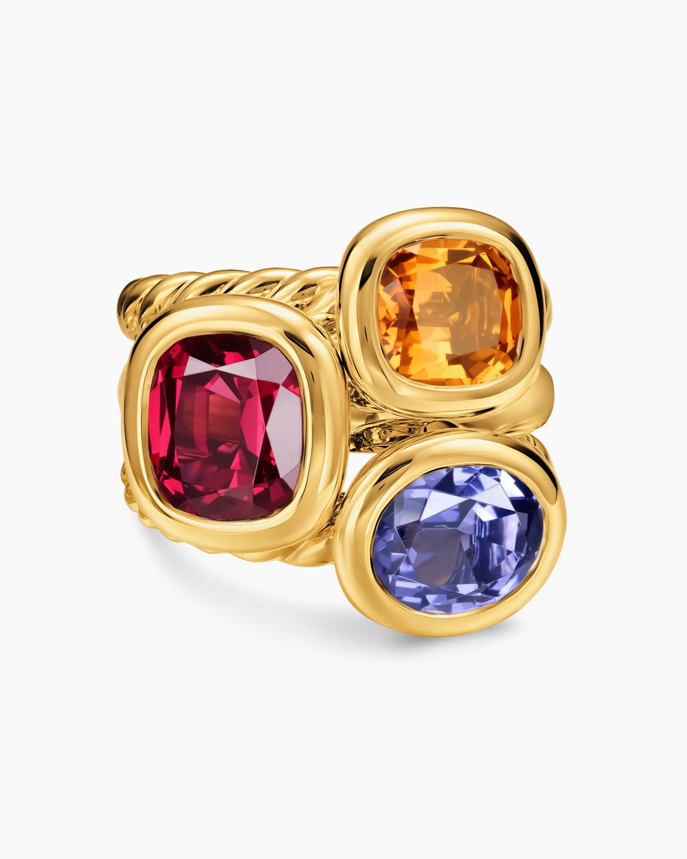 Womens DY Mercer Color Three Stone Ring in 18K Yellow Gold, 20.7mm