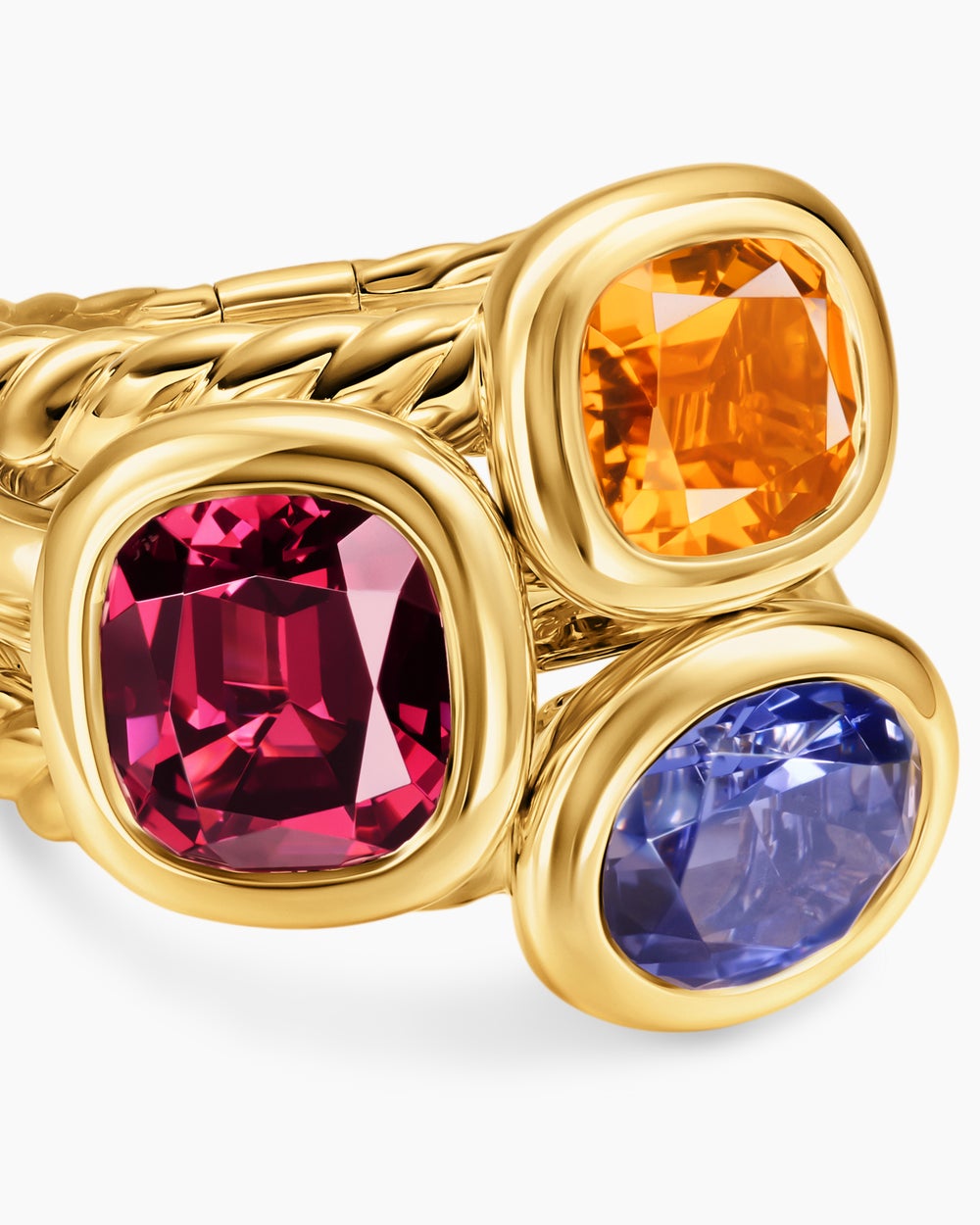 Womens DY Mercer Color Three Stone Ring in 18K Yellow Gold, 20.7mm