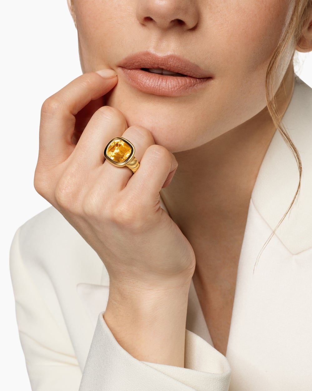 Womens DY Mercer Colour Stone Ring in 18K Yellow Gold, 13.5mm