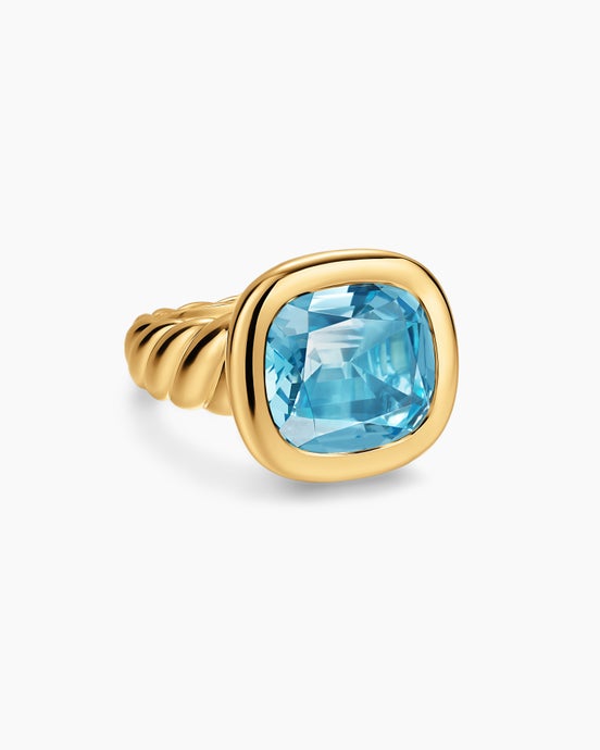 DY Mercer® Colour Stone Ring in 18ct Yellow Gold with Sky Blue Topaz, 13.5mm