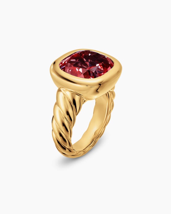 DY Mercer® Color Stone Ring in 18K Yellow Gold with Rhodolite Garnet, 13.5mm
