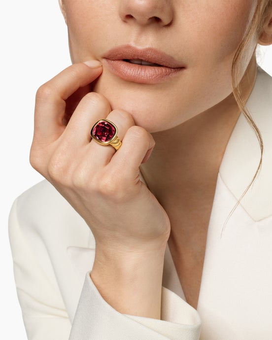 DY Mercer® Colour Stone Ring in 18K Yellow Gold with Rhodolite Garnet, 13.5mm