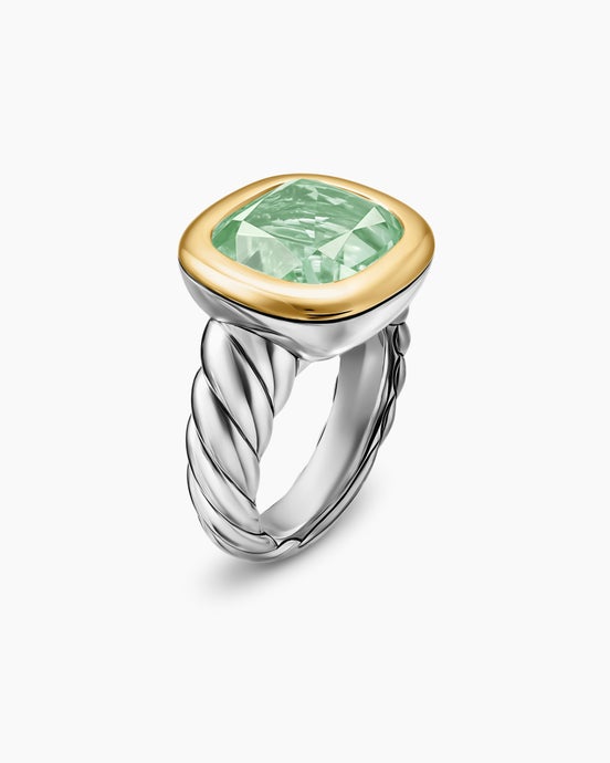 DY Mercer® Colour Stone Ring in Sterling Silver with 14K Yellow Gold and Prasiolite, 13.5mm