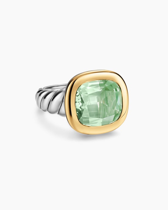 DY Mercer® Colour Stone Ring in Sterling Silver with 14K Yellow Gold and Prasiolite, 13.5mm