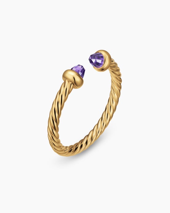 Micro Cablespira® Flex Open Ring in 18K Yellow Gold with Amethyst, 2.5mm