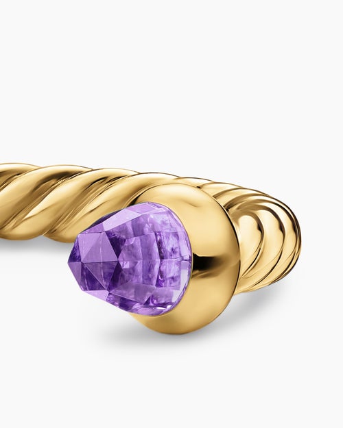 Womens Micro Cablespira® Flex Open Ring in 18K Yellow Gold with Amethyst, 2.5mm