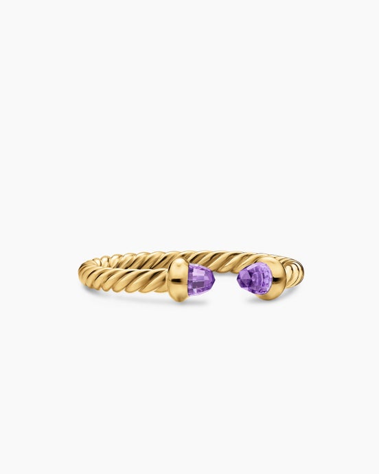 Micro Cablespira® Flex Open Ring in 18K Yellow Gold with Amethyst, 2.5mm