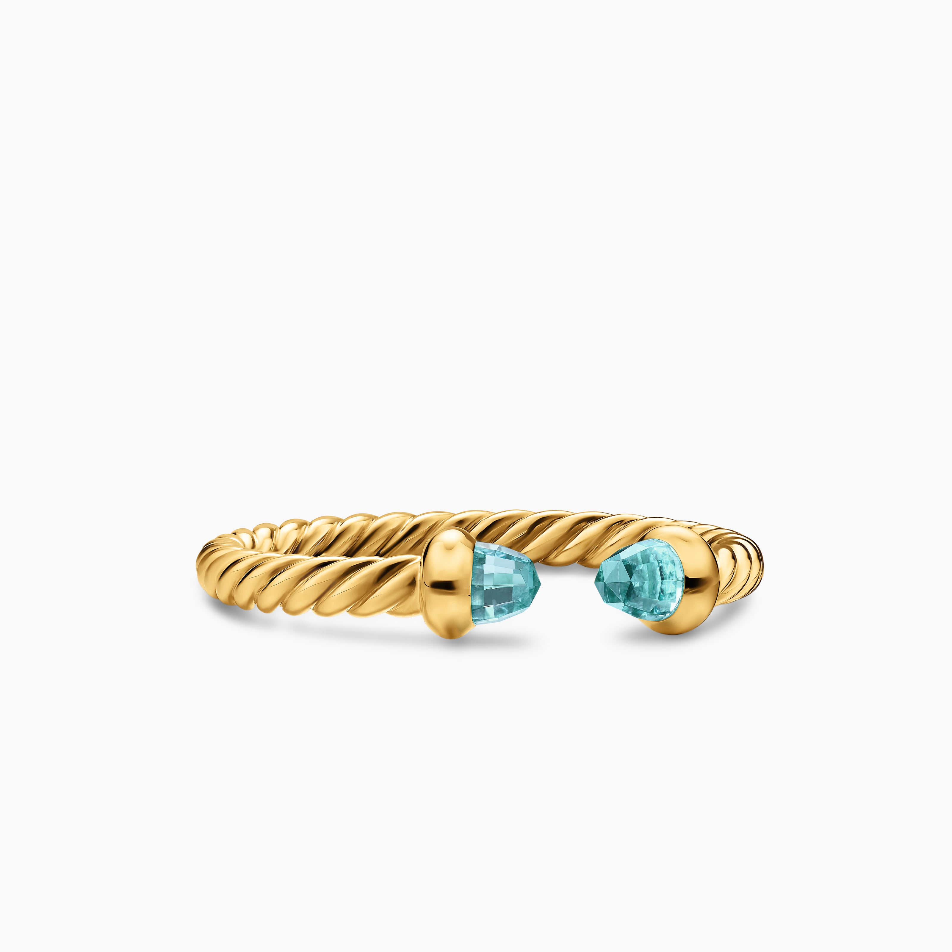 Womens Micro Cablespira Flex Open Ring in 18K Yellow Gold, 2.5mm