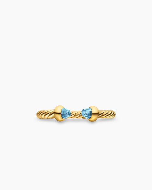 Womens Micro Cablespira Flex Open Ring in 18K Yellow Gold, 2.5mm