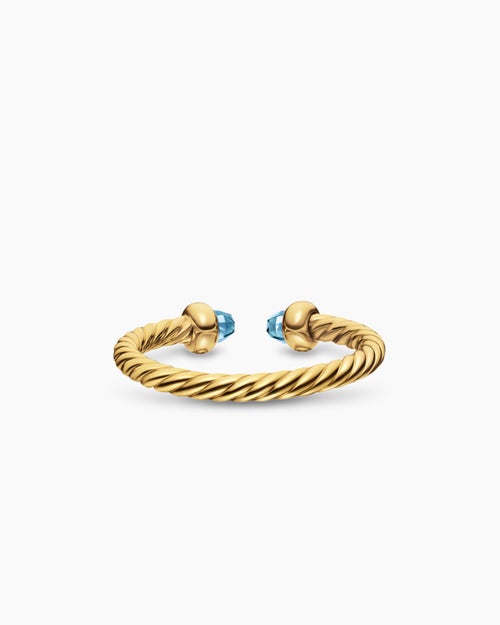 Womens Micro Cablespira Flex Open Ring in 18K Yellow Gold, 2.5mm