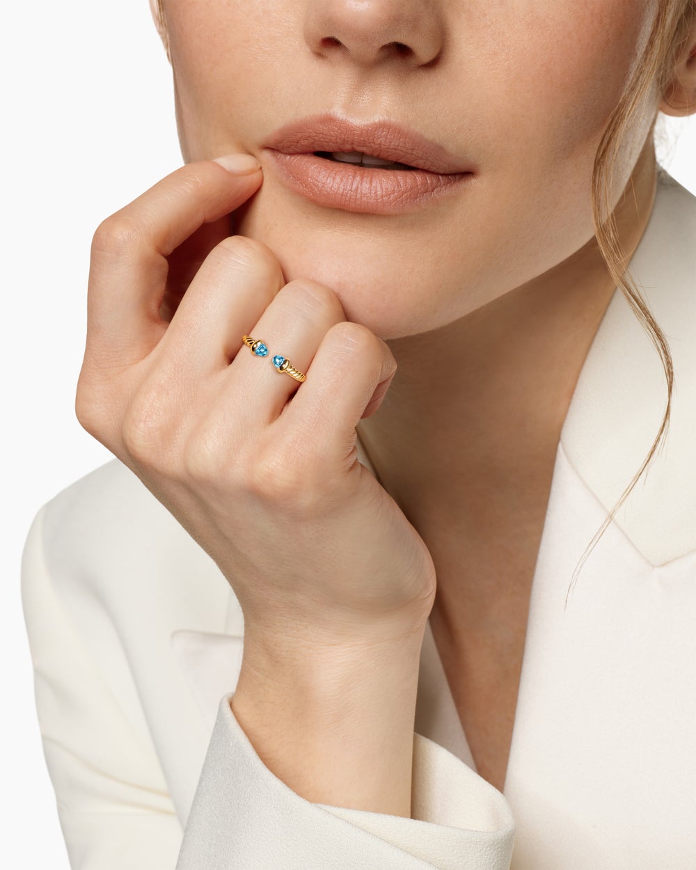 Womens Micro Cablespira Flex Open Ring in 18ct Yellow Gold, 2.5mm