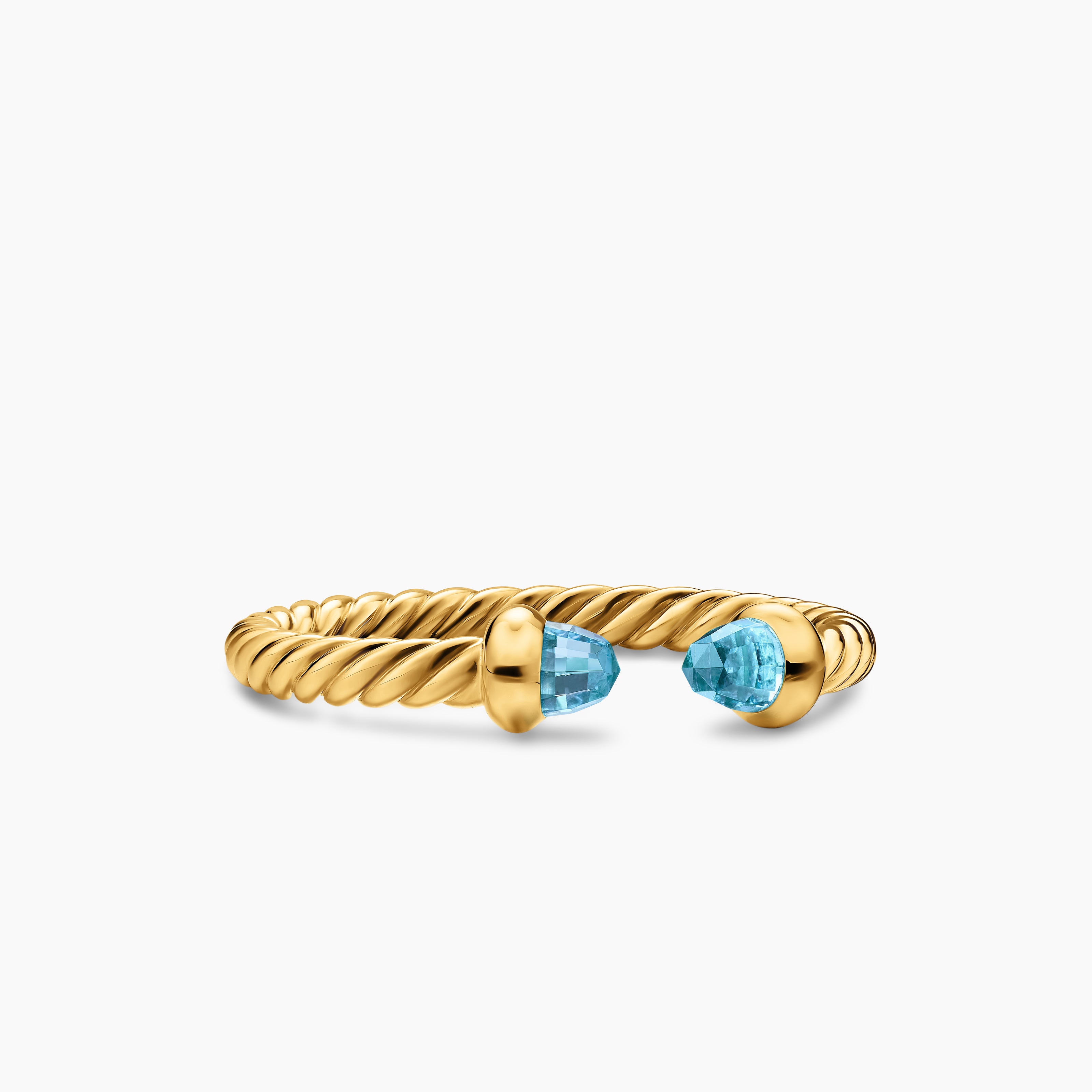 Womens Micro Cablespira Flex Open Ring in 18K Yellow Gold, 2.5mm
