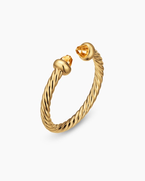 Micro Cablespira® Flex Open Ring in 18K Yellow Gold with Citrine, 2.5mm
