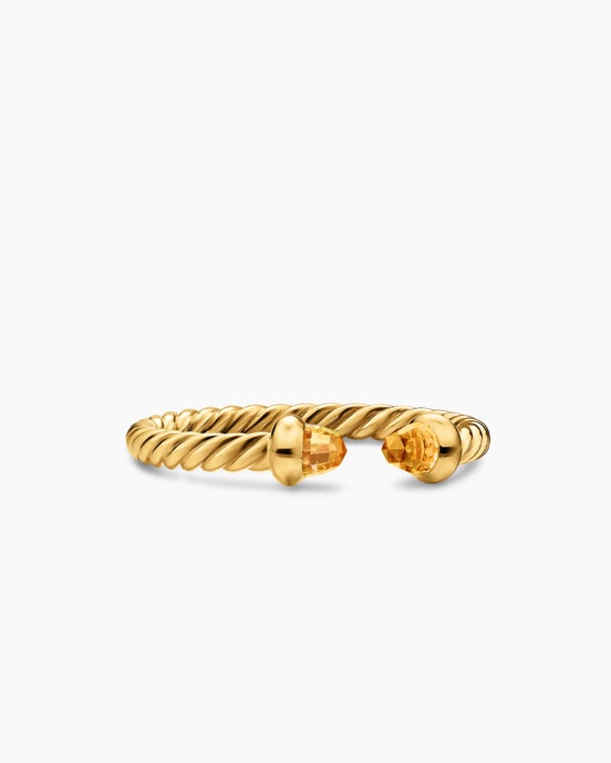 Micro Cablespira® Flex Open Ring in 18K Yellow Gold with Citrine, 2.5mm