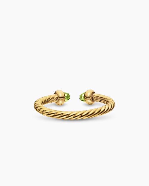 Womens Micro Cablespira Flex Open Ring in 18K Yellow Gold, 2.5mm