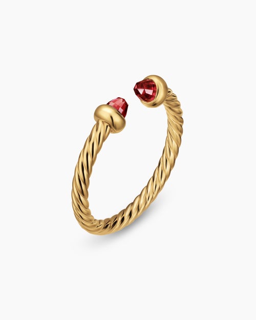 Womens Micro Cablespira Flex Open Ring in 18K Yellow Gold, 2.5mm