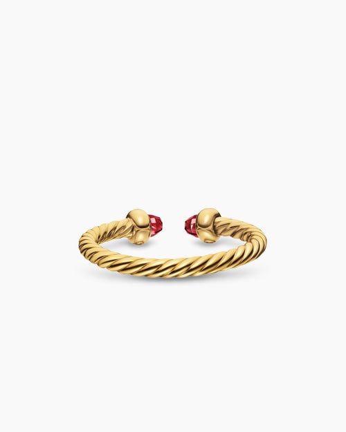 Womens Micro Cablespira Flex Open Ring in 18K Yellow Gold, 2.5mm