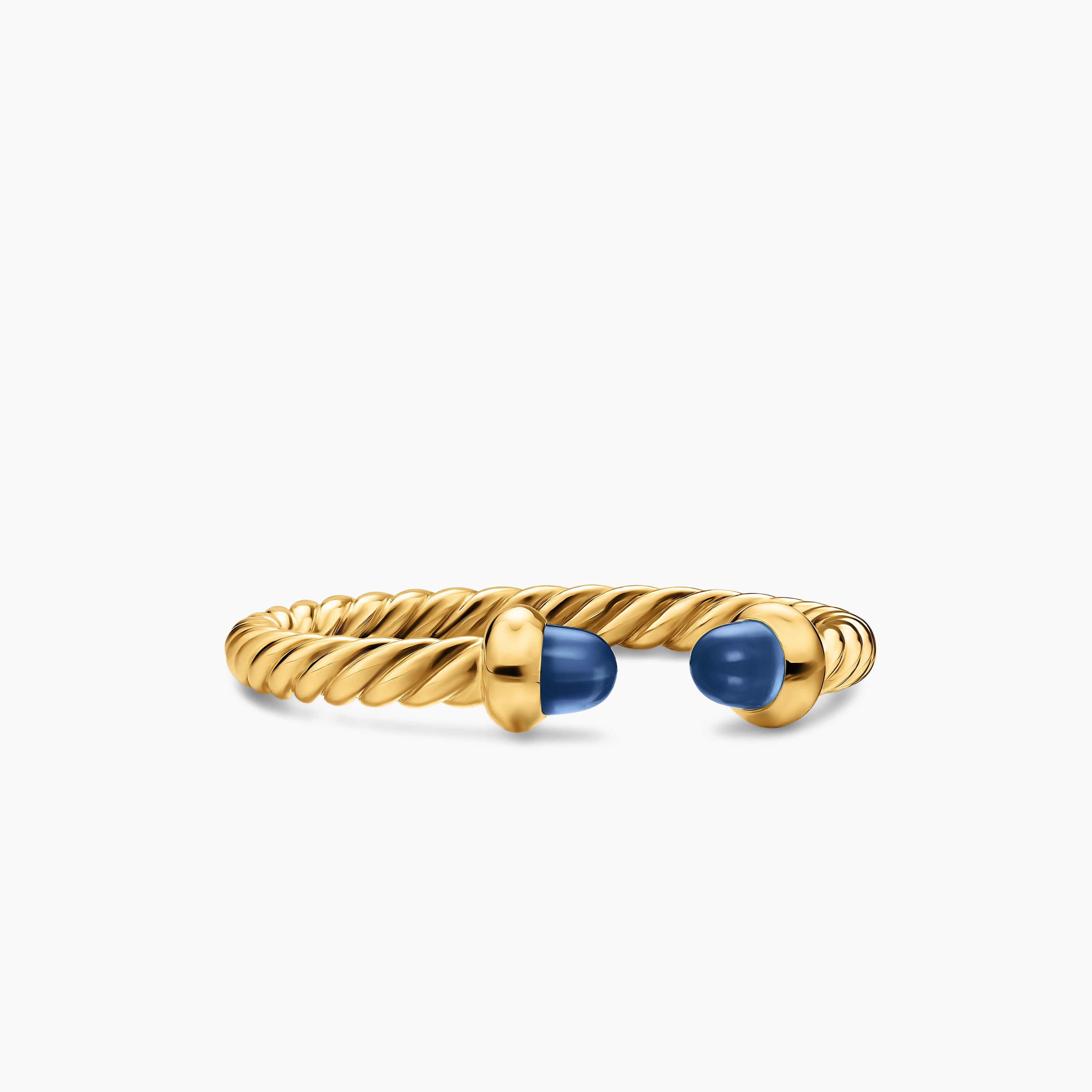 Womens Micro Cablespira Flex Open Ring in 18K Yellow Gold, 2.5mm