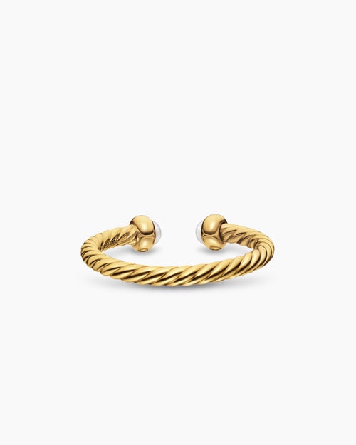 Womens Micro Cablespira Flex Open Ring in 18K Yellow Gold, 2.5mm