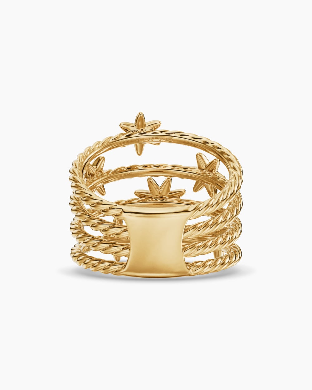 Womens Petite Starburst Multi Row Ring in 18K Yellow Gold with Diamonds, 19.4mm