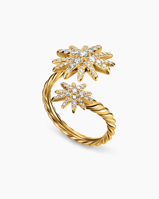 Starburst Bypass Ring in 18K Yellow Gold with Diamonds, 25.3mm