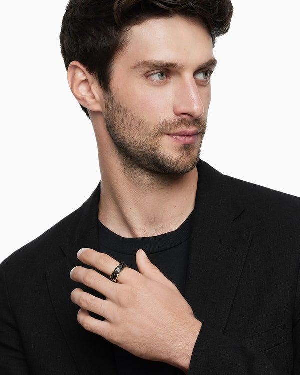 Anneau Forged Carbon avec or jaune 18 carats, 8,5 mm