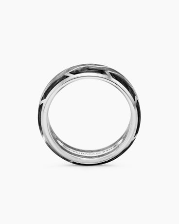 Forged Carbon Band Ring in 18K White Gold, 8.5mm