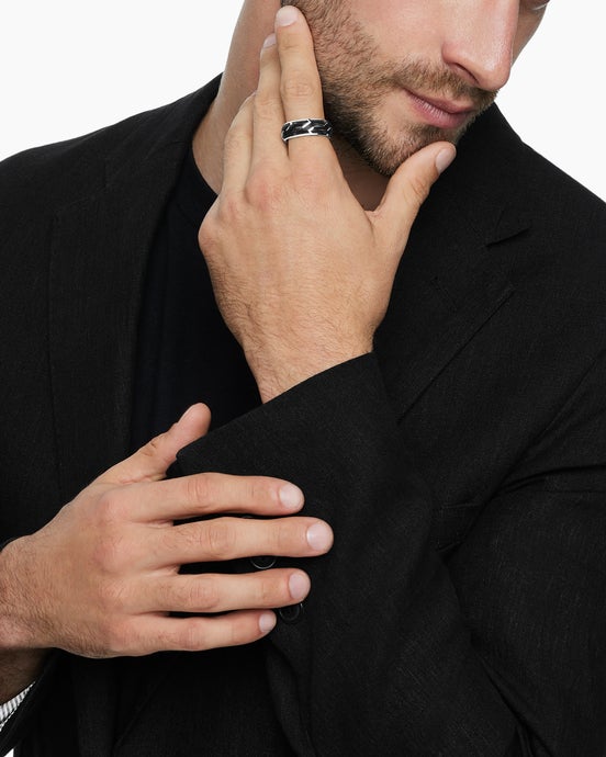 Forged Carbon Band Ring in 18ct White Gold, 8.5mm