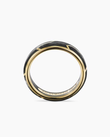Forged Carbon Band Ring with 18K Yellow Gold, 6mm