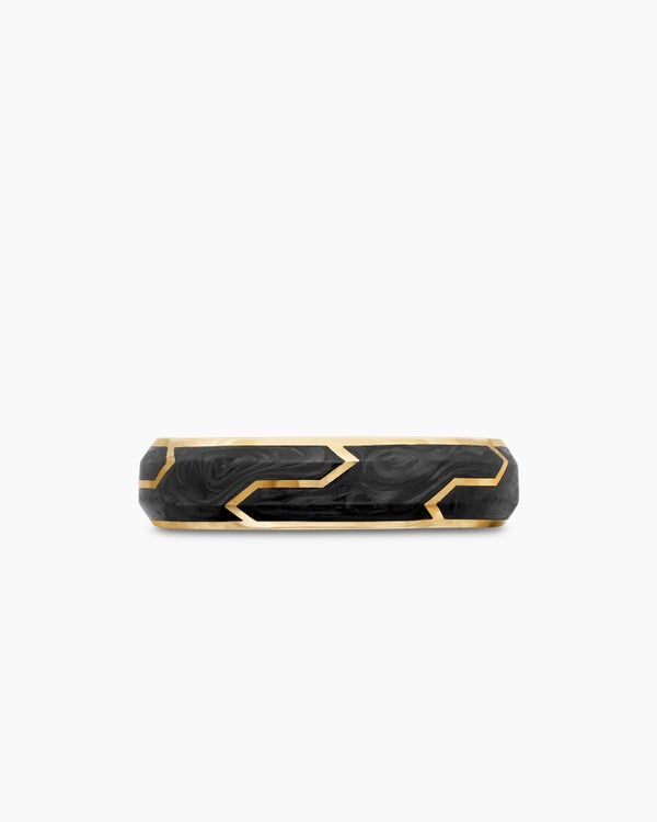 Forged Carbon Band Ring with 18K Yellow Gold, 6mm