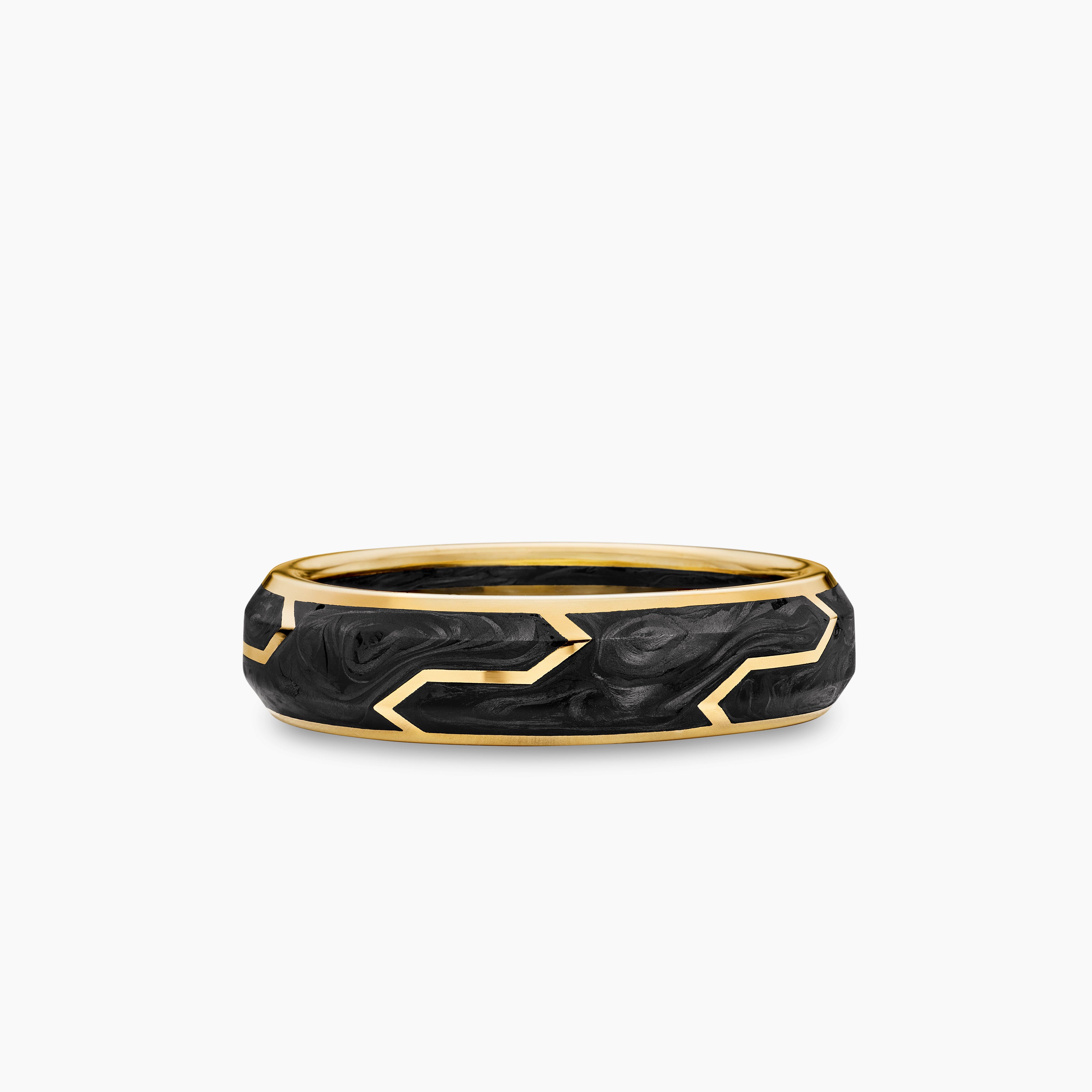 Anneau Forged Carbon avec or jaune 18 carats, 6 mm homme 