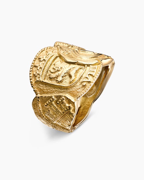 Mens Shipwreck Signet Ring in 18K Yellow Gold, 24mm