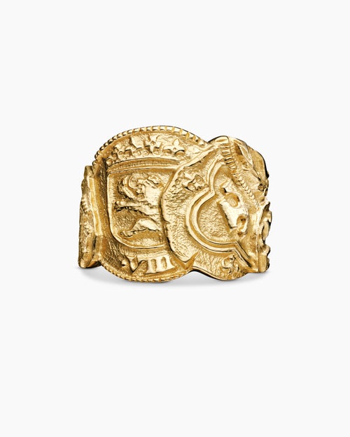 Mens Shipwreck Signet Ring in 18K Yellow Gold, 24mm