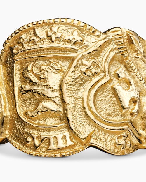 Mens Shipwreck Signet Ring in 18K Yellow Gold, 24mm