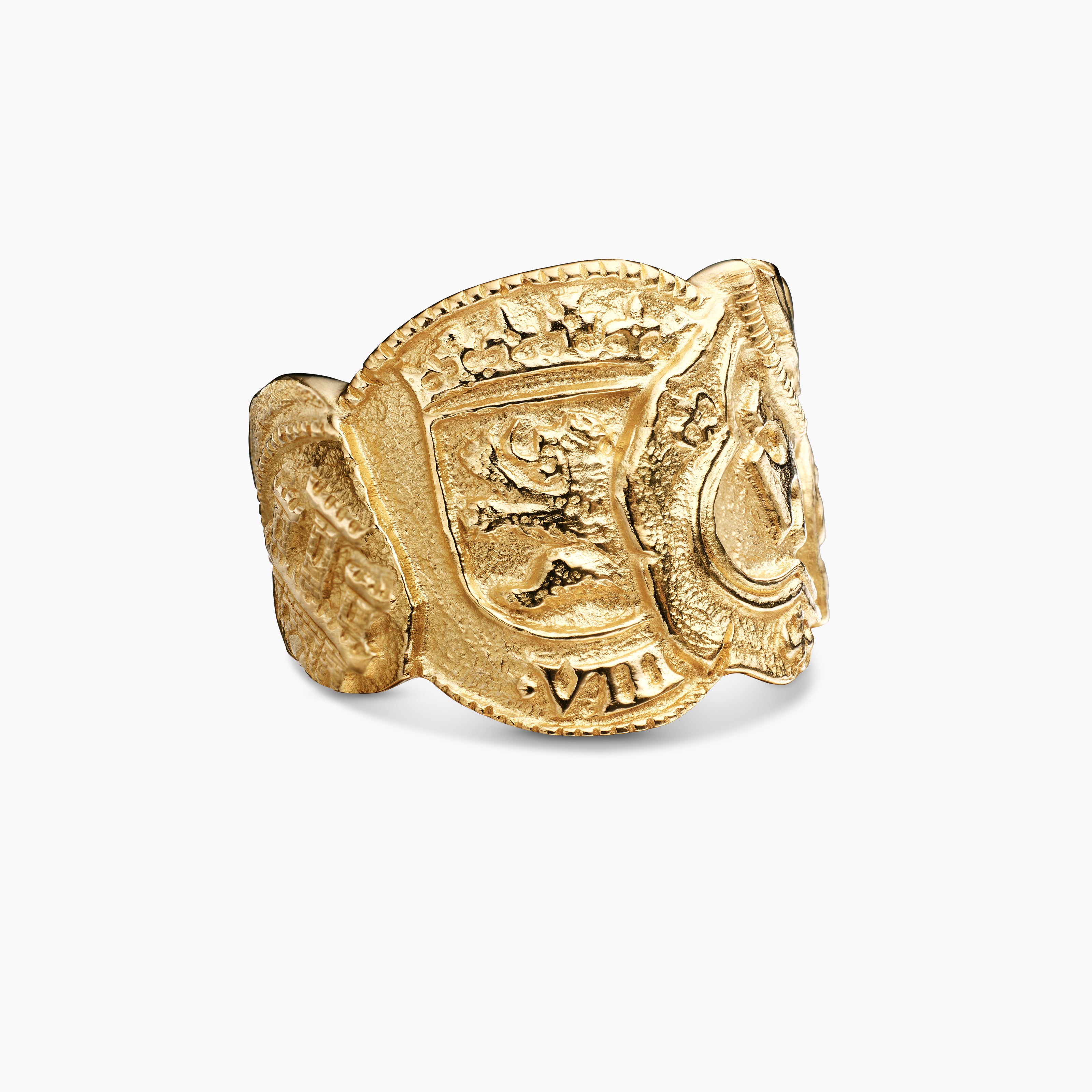 Mens Shipwreck Signet Ring in 18K Yellow Gold, 24mm
