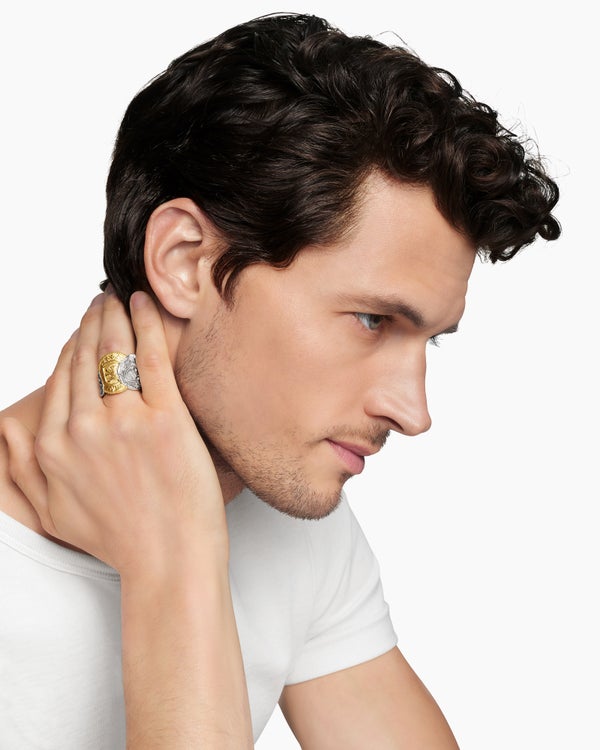 Shipwreck Coin Signet Ring in Sterling Silver with 18K Yellow Gold, 24mm