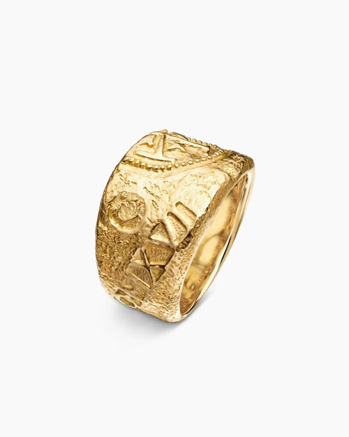 Mens Shipwreck Cigar Band Ring in 18K Yellow Gold, 15mm